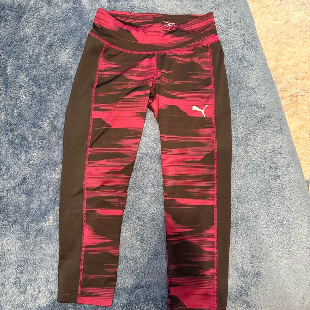 Puma Pink and Black Cropped Workout Pants